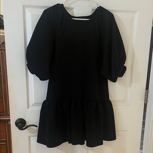 ASOS Petite Black Mini Dress with Puff Sleeves